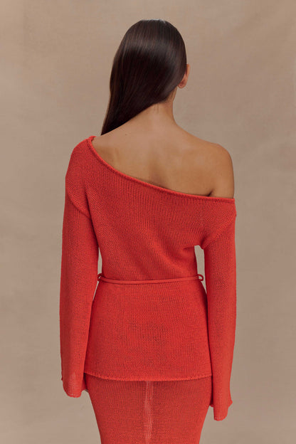 Reagan Haut en Tricot Décolleté Croisé - Orange