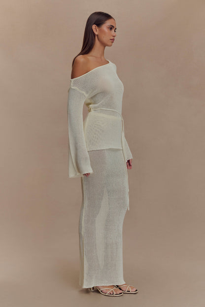 Reagan Haut en Tricot Décolleté Croisé - Blanc