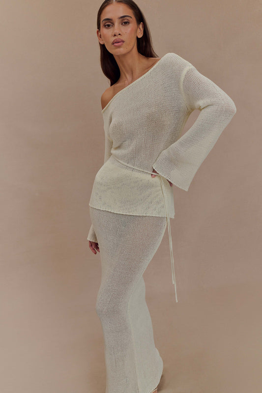 Reagan Haut en Tricot Décolleté Croisé - Blanc