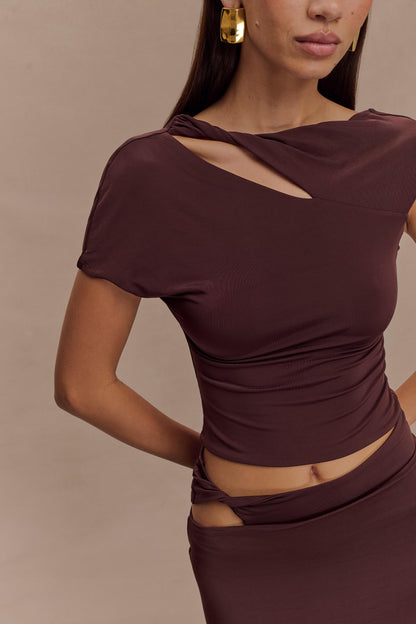 Haut à torsade Slinky de Haven - Chocolat