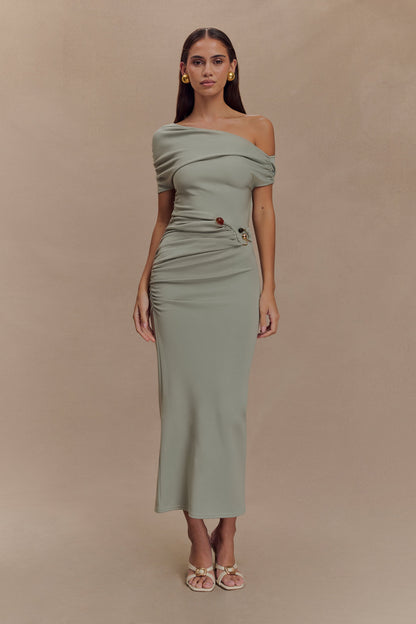 Robe midi en jersey scuba Kendra avec accessoires - SAGE