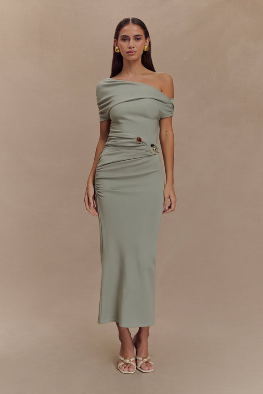 Robe midi en jersey scuba Kendra avec accessoires - SAGE