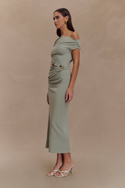 Robe midi en jersey scuba Kendra avec accessoires - SAGE
