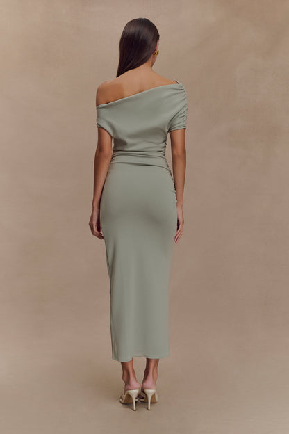 Robe midi en jersey scuba Kendra avec accessoires - SAGE