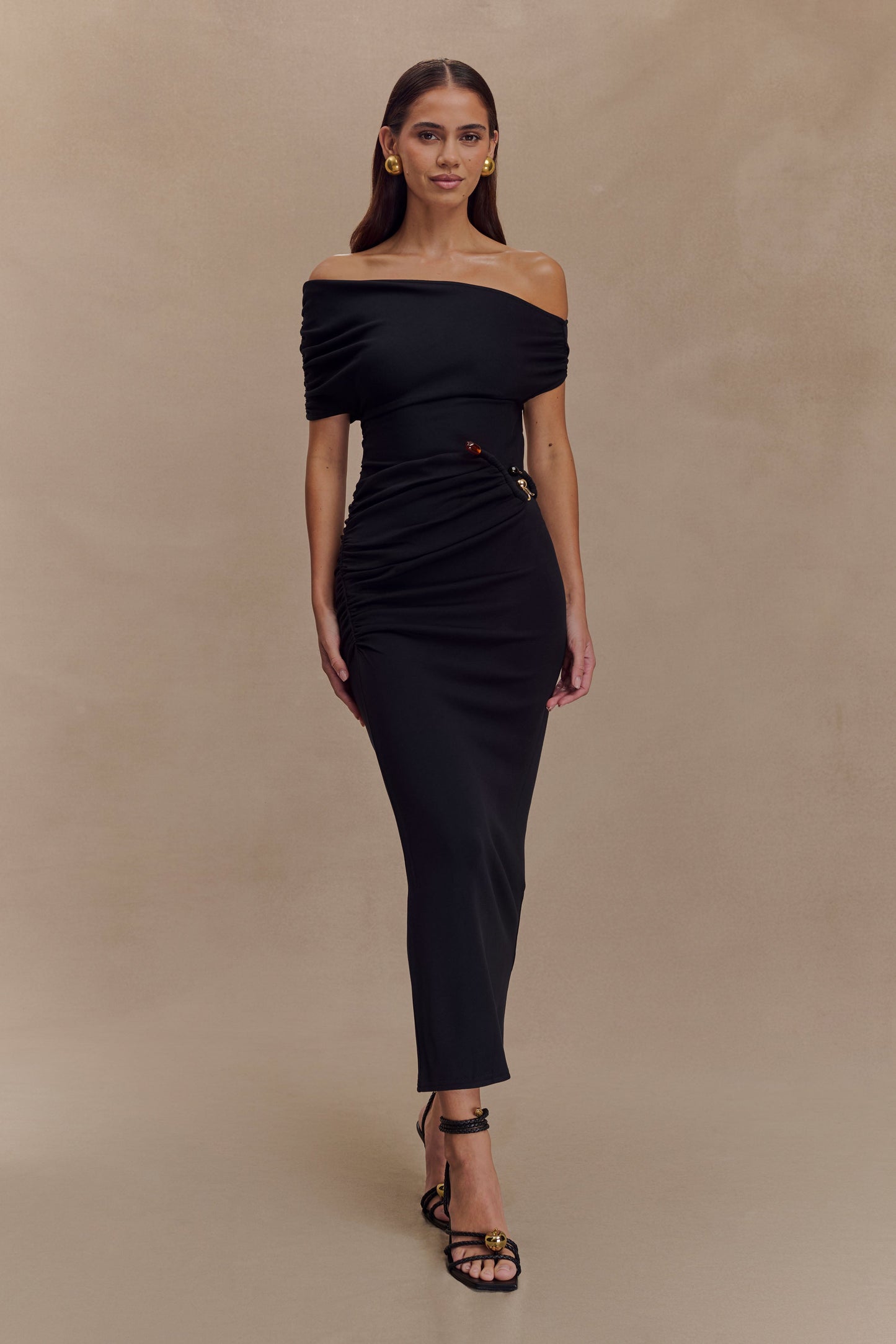 Robe midi en jersey scuba Kendra avec accessoires - Noir