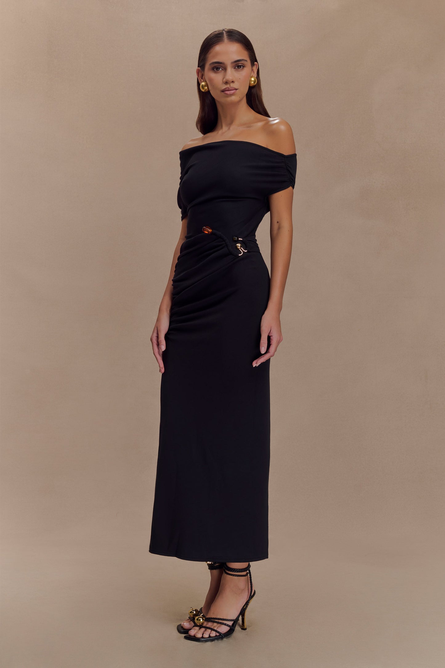 Robe midi en jersey scuba Kendra avec accessoires - Noir