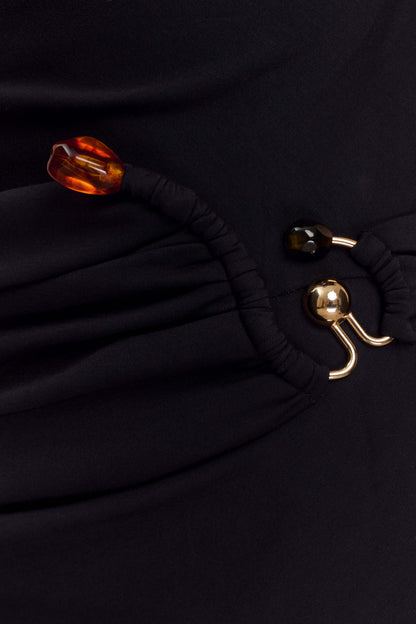 Robe midi en jersey scuba Kendra avec accessoires - Noir