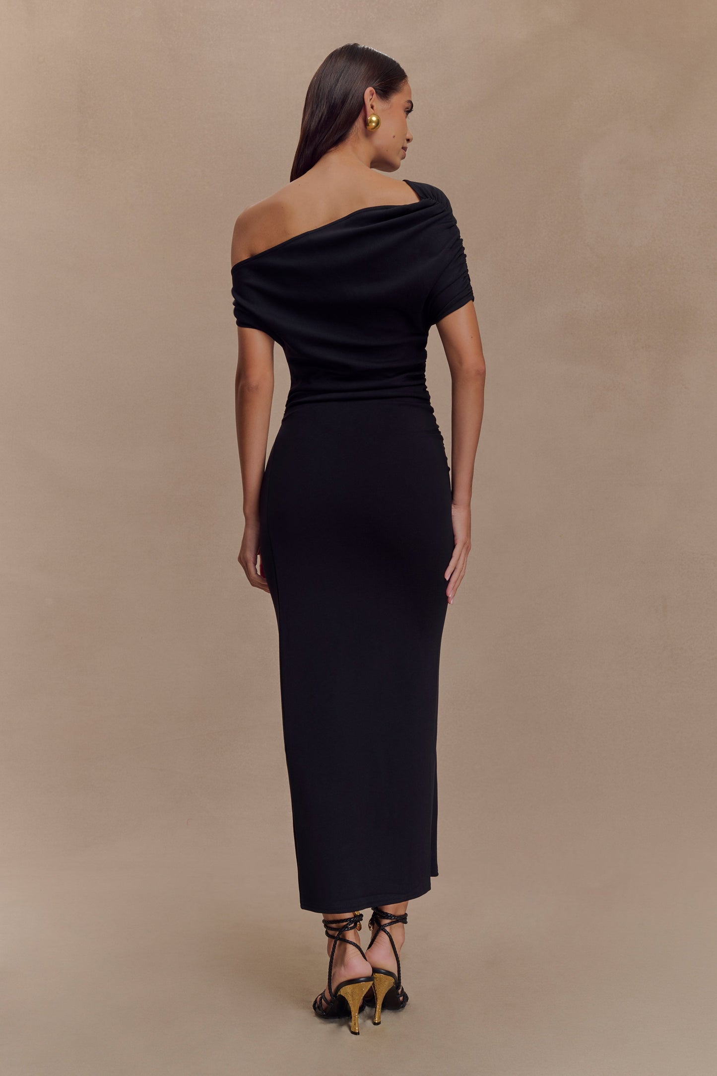 Robe midi en jersey scuba Kendra avec accessoires - Noir