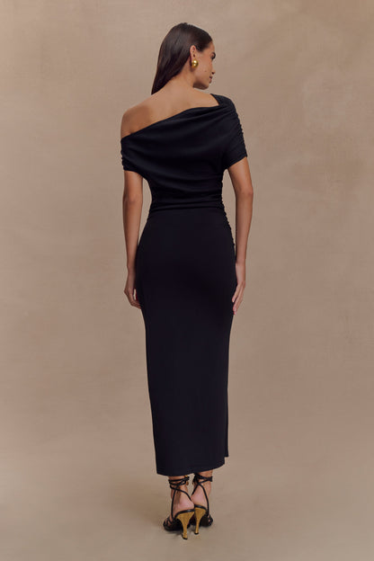 Robe midi en jersey scuba Kendra avec accessoires - Noir