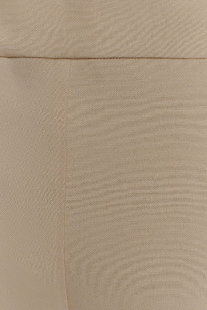 Pantalon en lin à jambes larges et taille mi-hauteur Raya - Beige naturel