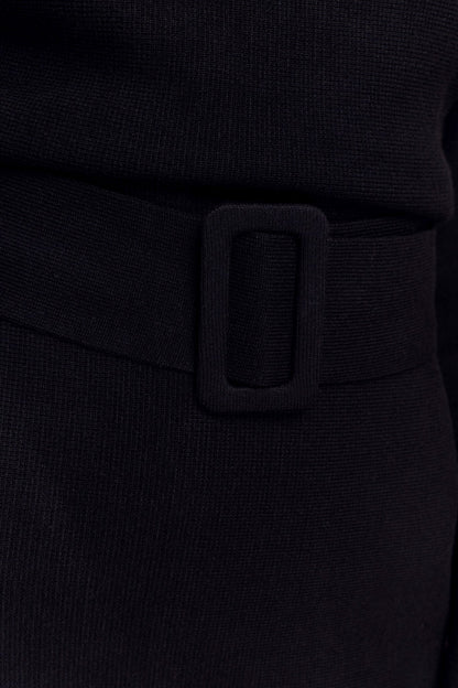 Mini-robe en tricot à nouer avec ceinture Kassie - Noir