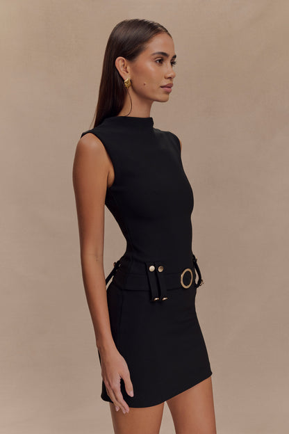 Mini-robe en crêpe extensible Scheana - Noir