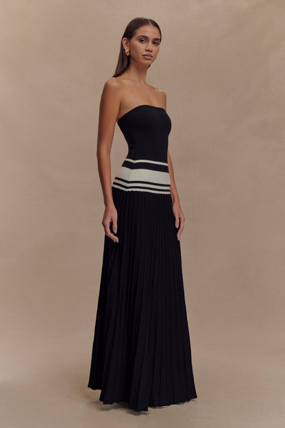 Robe maxi en jersey à bretelles contrastées Solaris - Noir/Blanc