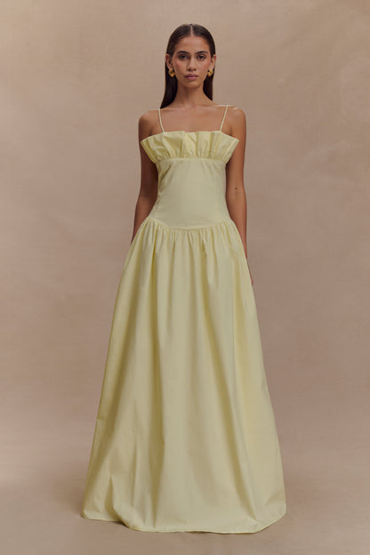 Jupe Maxi Janis en Coton à Volants - Citron