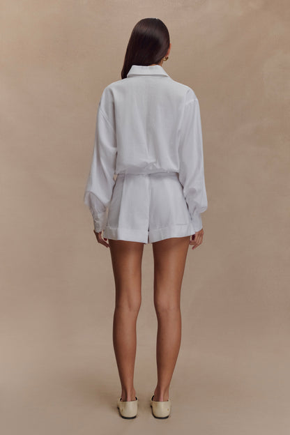 Combinaison en lin avec ceinture Adia - Blanc