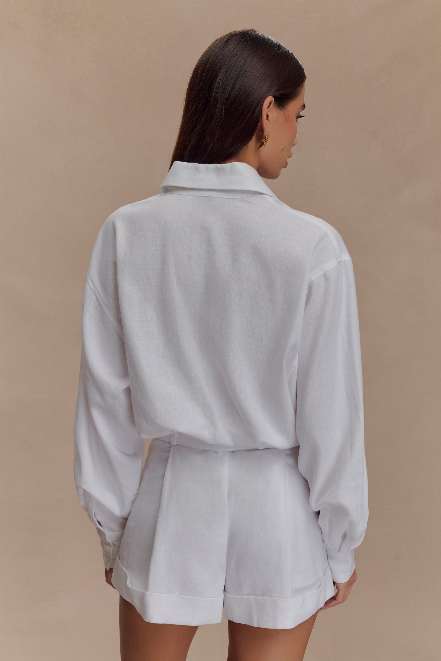 Combinaison en lin avec ceinture Adia - Blanc