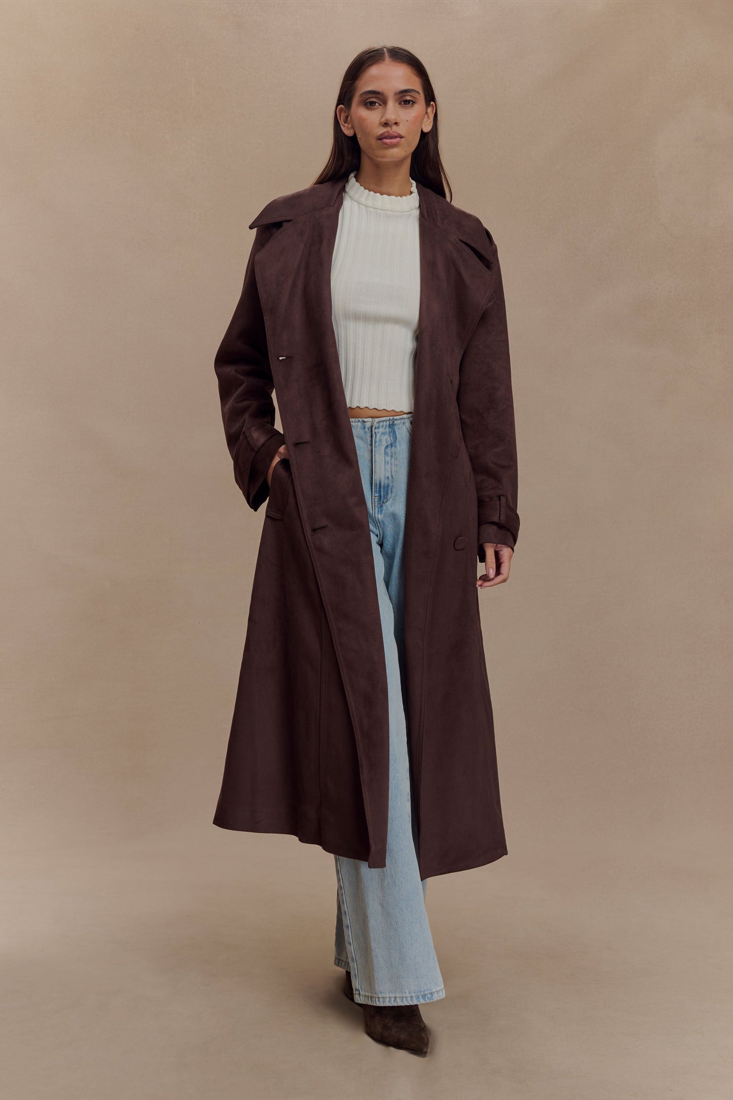 Manteau en similicuir Marc - Chocolat Cacao
