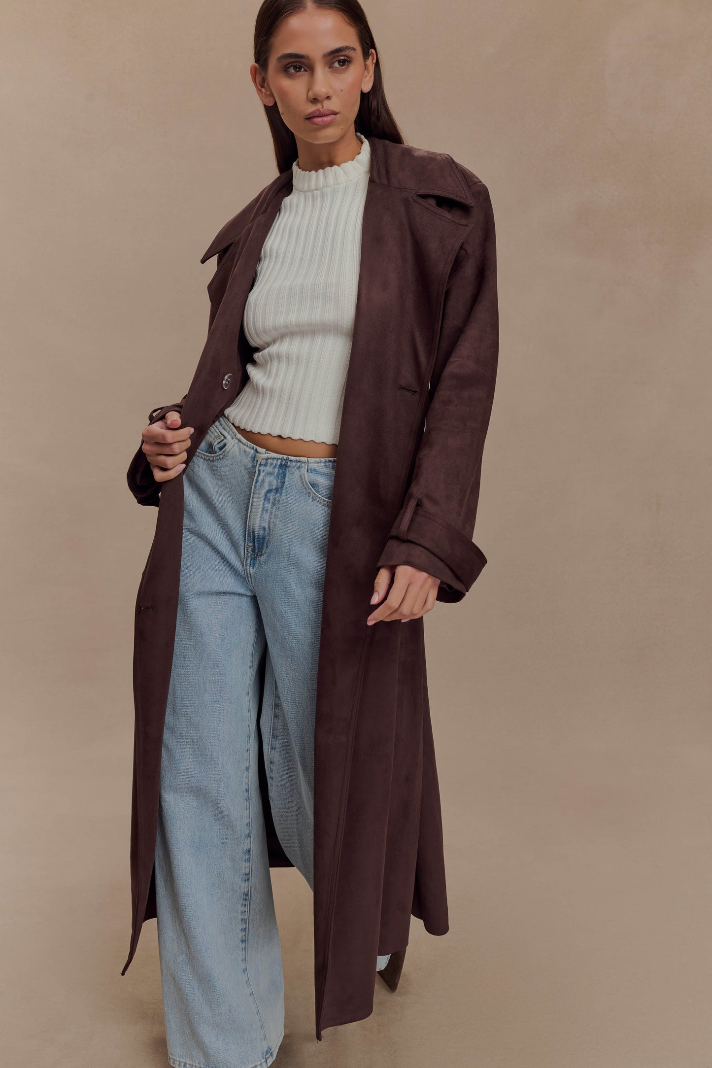 Manteau en similicuir Marc - Chocolat Cacao