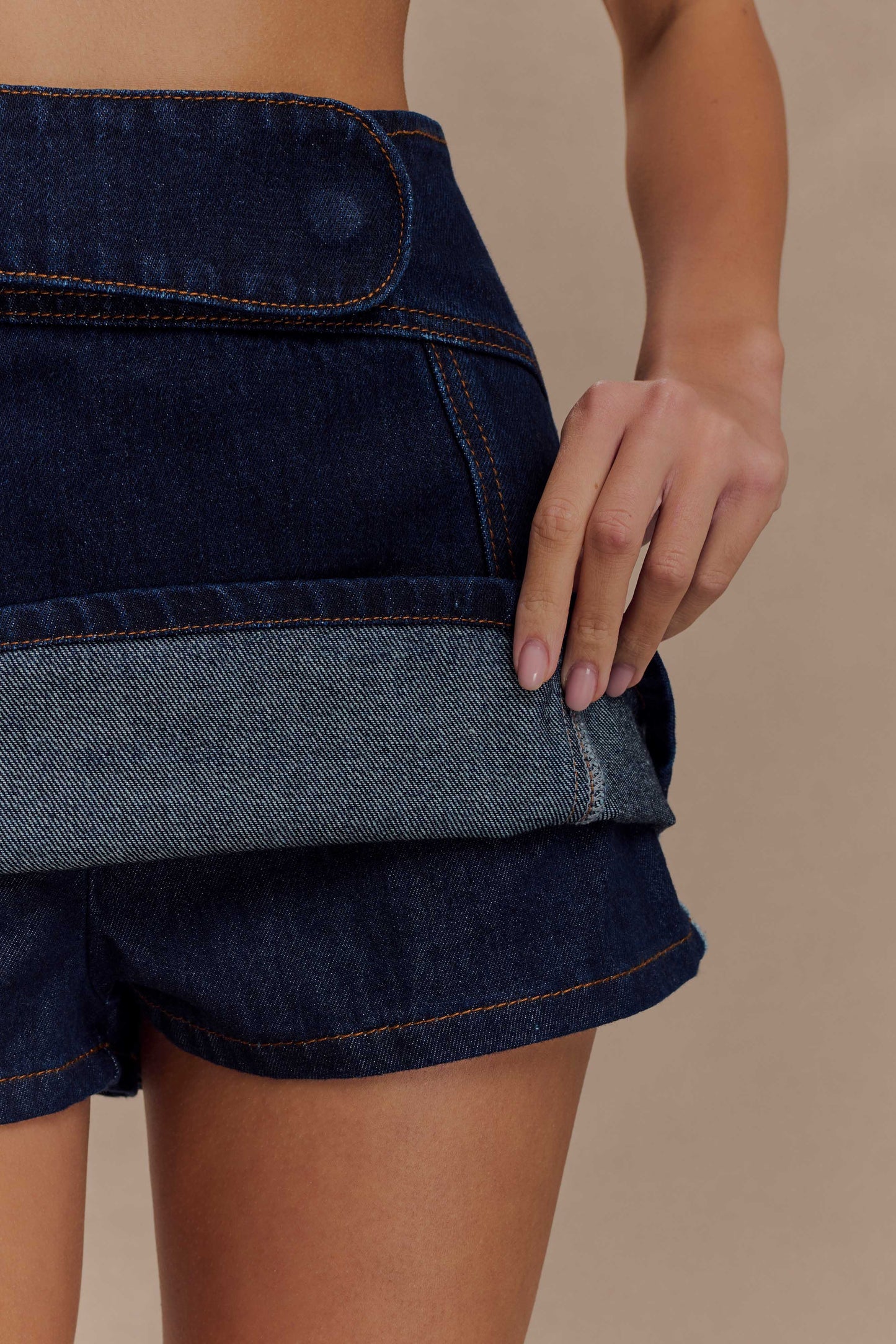 Short-jupe micro en jean Fallon - Bleu indigo