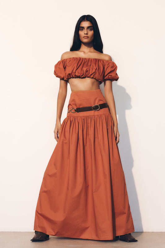 Jupe Maxi Automne - Orange Brûlé