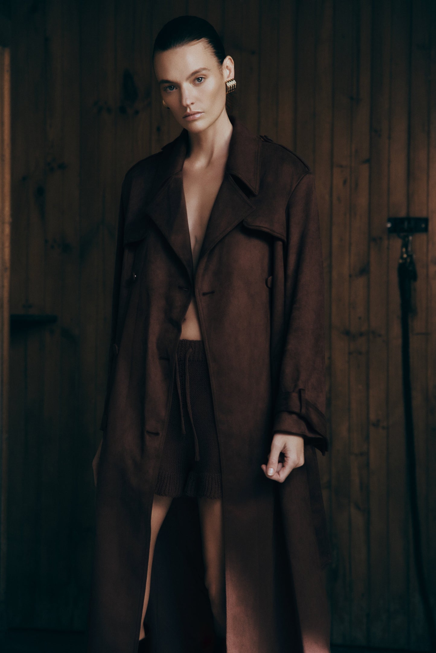 Manteau en similicuir Marc - Chocolat Cacao
