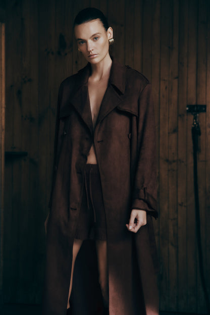 Manteau en similicuir Marc - Chocolat Cacao