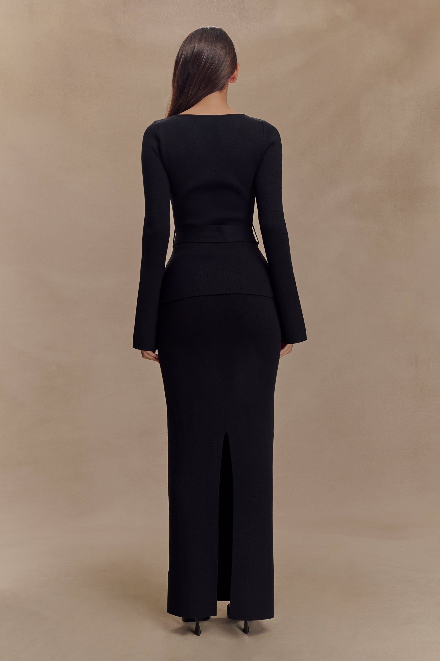 Justine - Haut en Tricot avec Ceinture - Noir