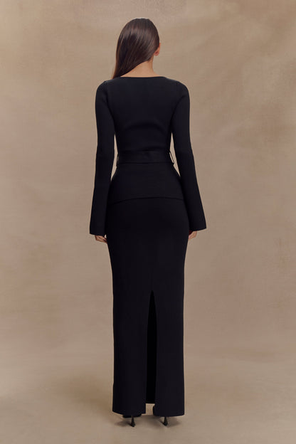 Justine - Haut en Tricot avec Ceinture - Noir