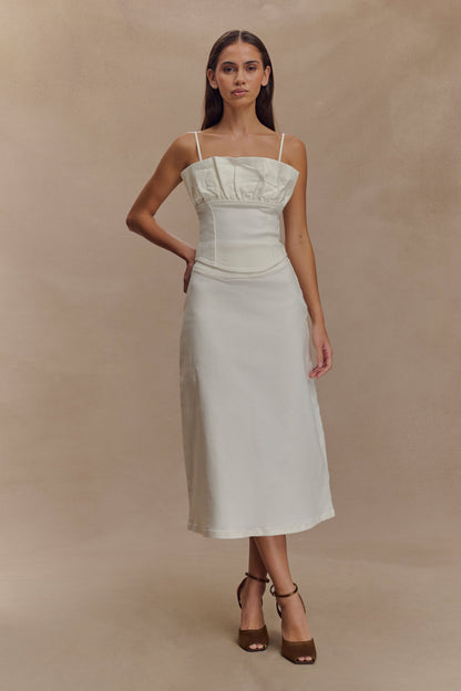 Corset en jean à volants Cecilia - Blanc