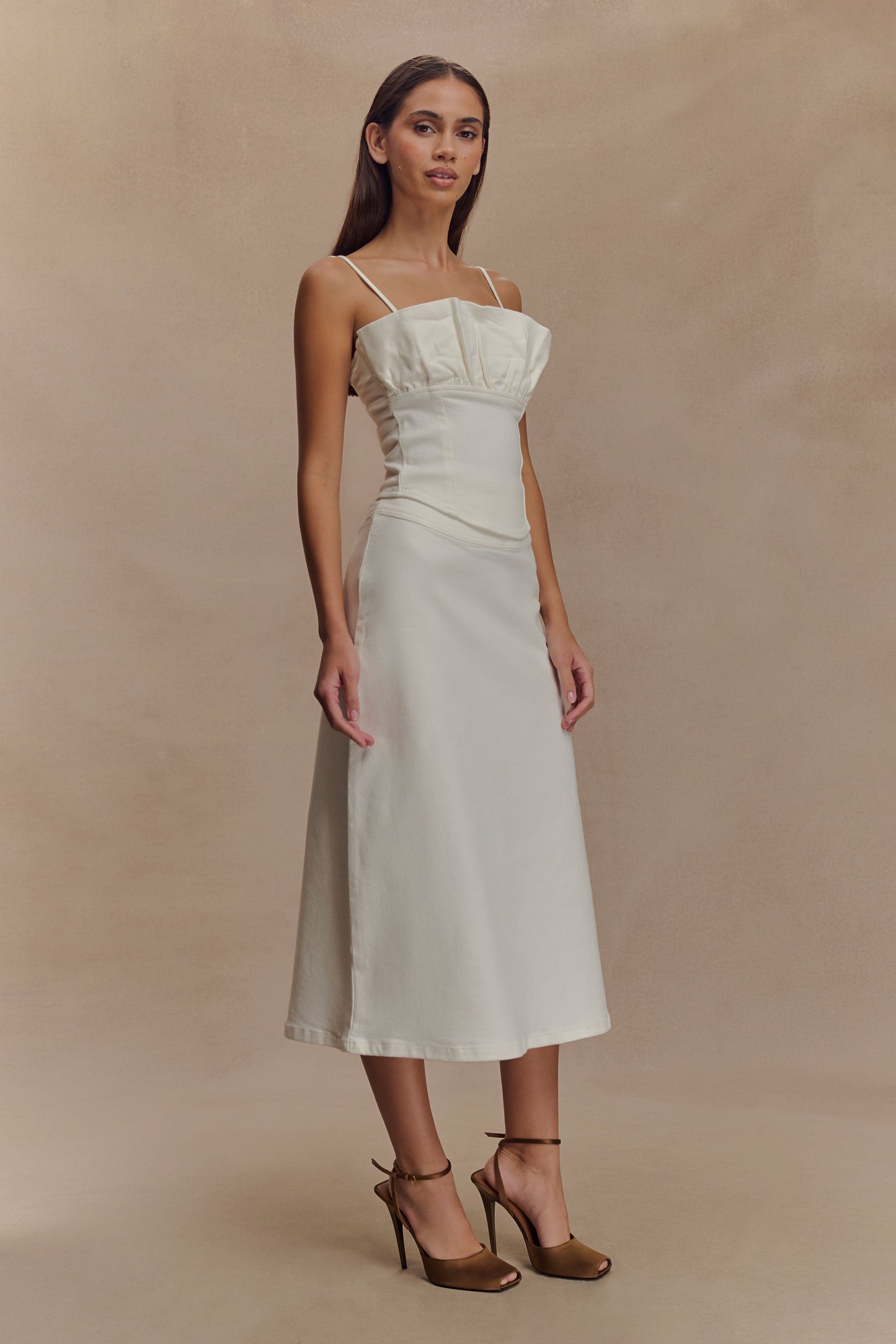 Corset en jean à volants Cecilia - Blanc