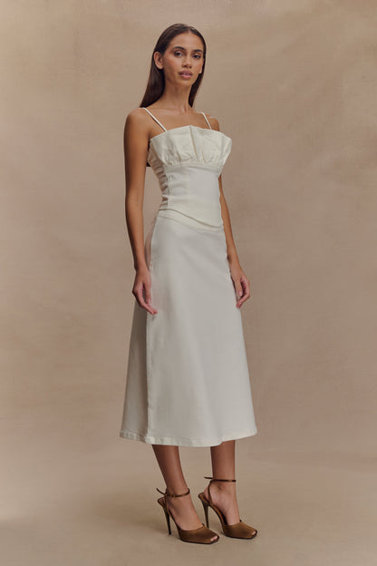 Corset en jean à volants Cecilia - Blanc