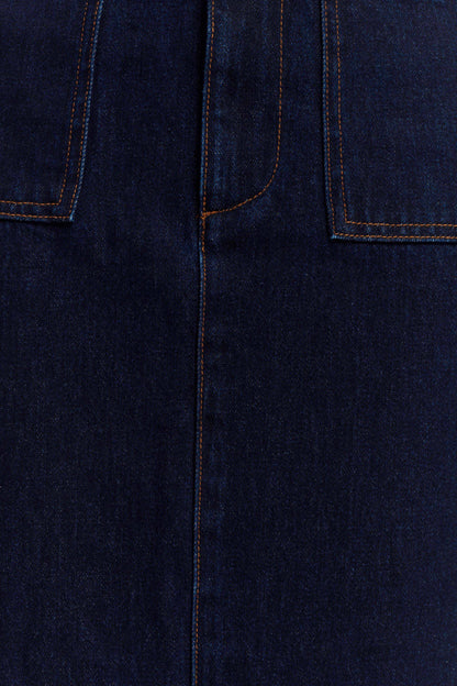 Jupe mi-longue en jean Fallon - Bleu indigo