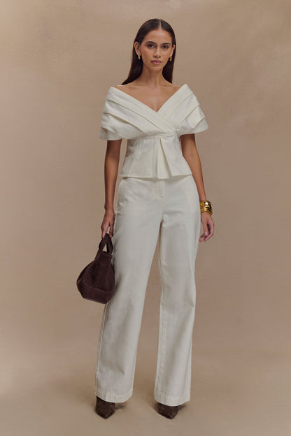 Rayne Haut en jean à épaules dénudées - Blanc