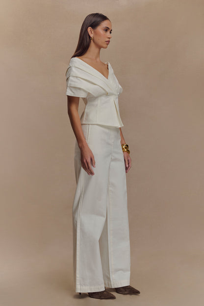 Rayne Haut en jean à épaules dénudées - Blanc