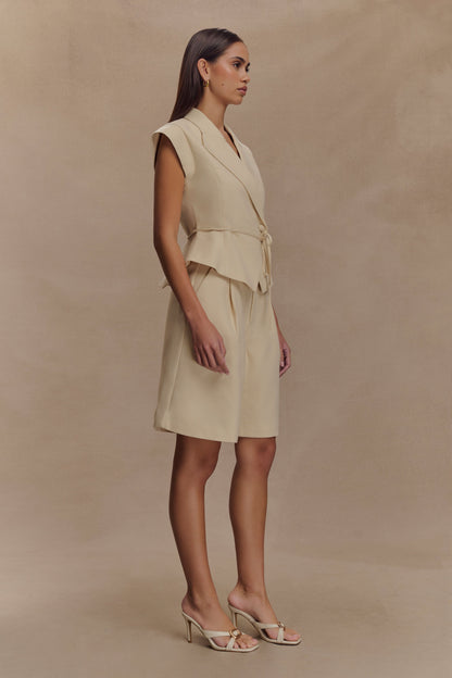 Shorts en lin Andina - Beige naturel