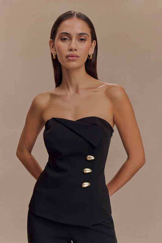 Lindie, haut de tailleur sans bretelles - Noir