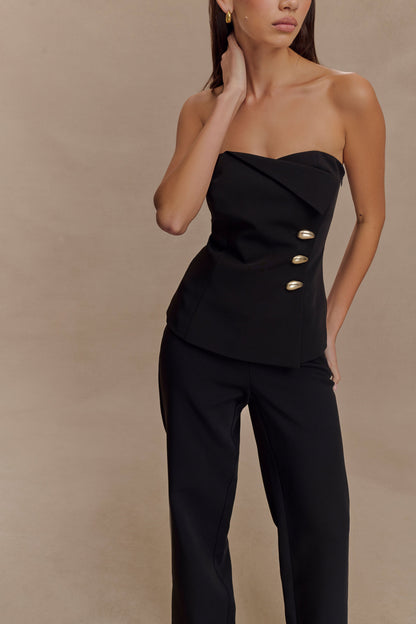 Lindie, haut de tailleur sans bretelles - Noir
