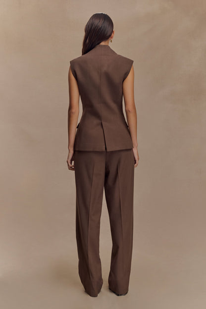 Blazer sans manches de tailleur Penelope - Chocolat