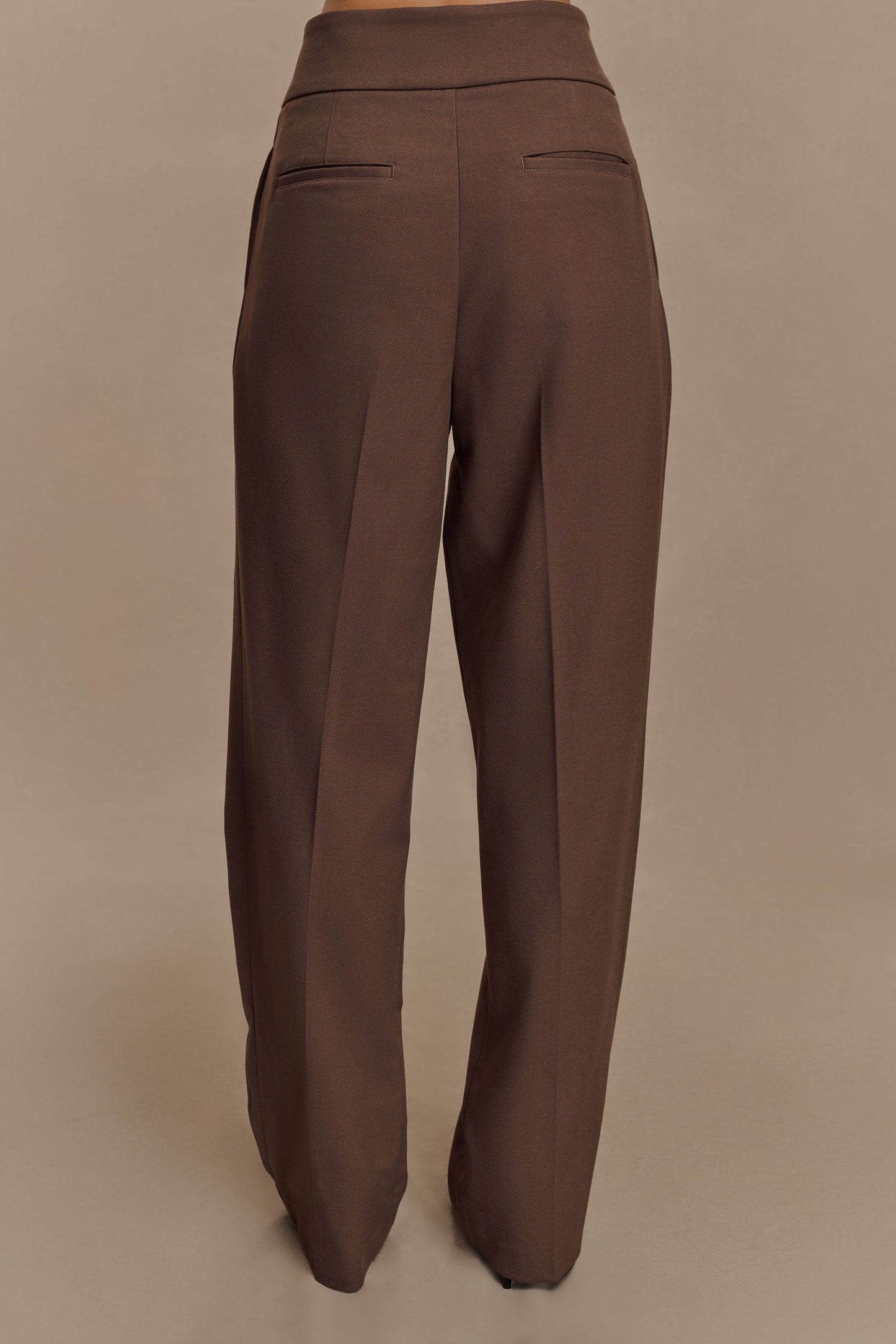 Pantalon à taille haute plissé Penelope - Chocolat