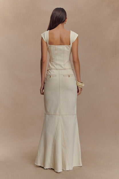 Jupe Maxi en Jean Loretta - Ecru
