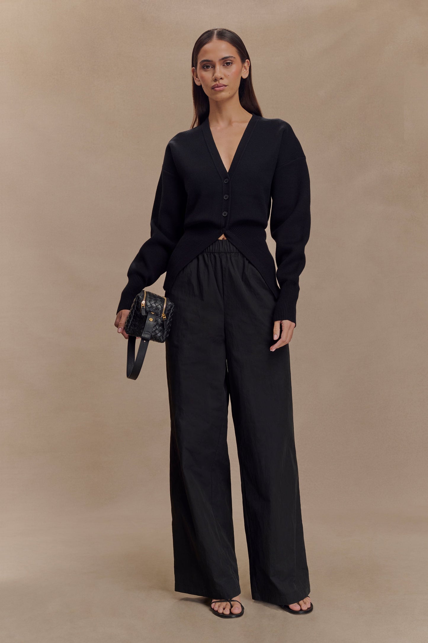 Alexia Cardigan oversize à boutons - Noir