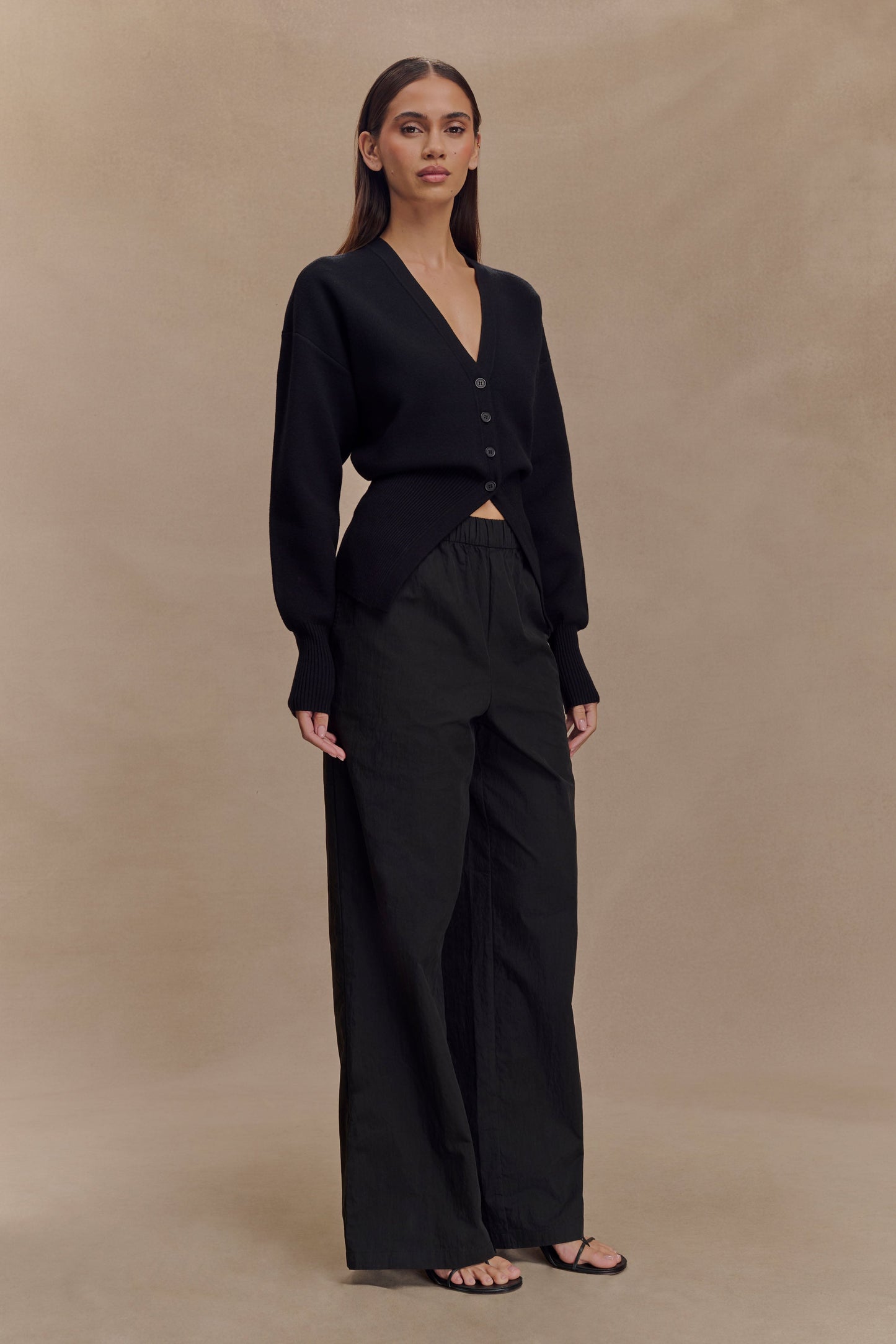 Alexia Cardigan oversize à boutons - Noir