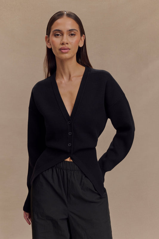 Alexia Cardigan oversize à boutons - Noir