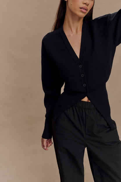 Alexia Cardigan oversize à boutons - Noir