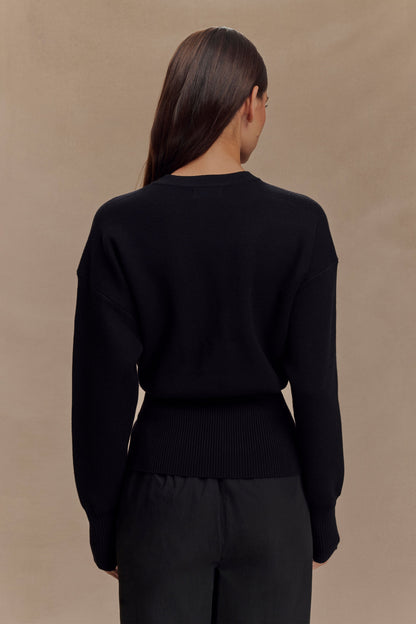Alexia Cardigan oversize à boutons - Noir