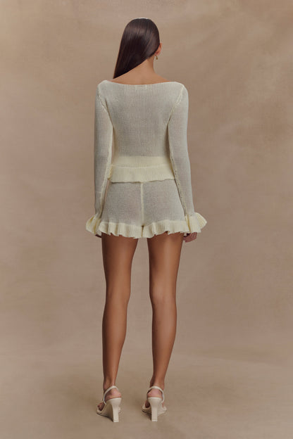 Shorts en tricot à volants Eleanor - Blanc