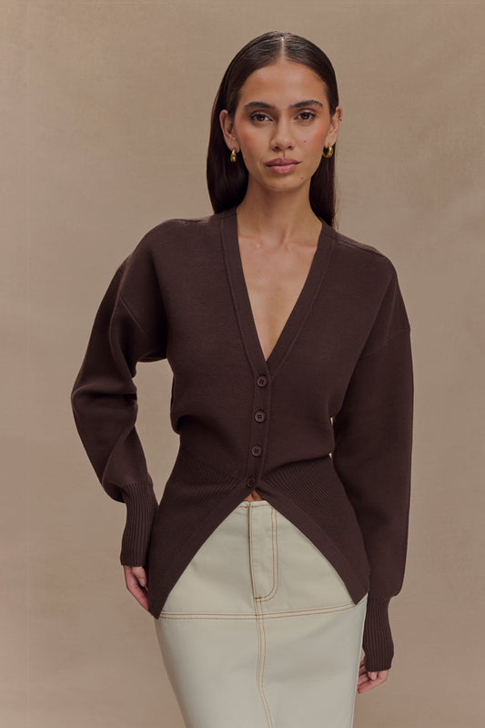 Alexia Cardigan ample à boutons - Chocolat noir