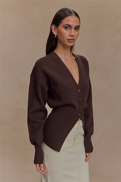 Alexia Cardigan ample à boutons - Chocolat noir
