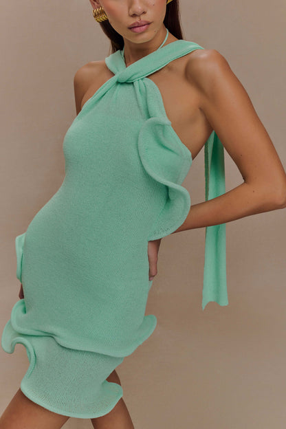 Mini-robe Caprice en jersey à col montant - Lagoon