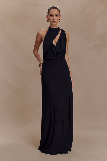 Robe Maxi Galia à Col Rond - Noir